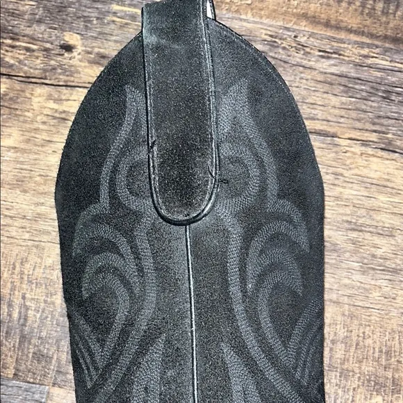 Larry Mahan Black Suede Cowboy Boots. Size 5