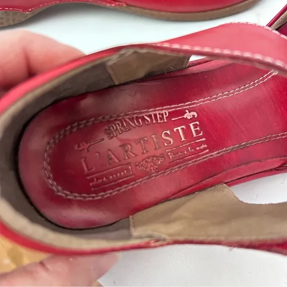 L'Artiste by Spring Step Gloss Women's Mary Jane Shoes Size 39 8.5 Red Leather