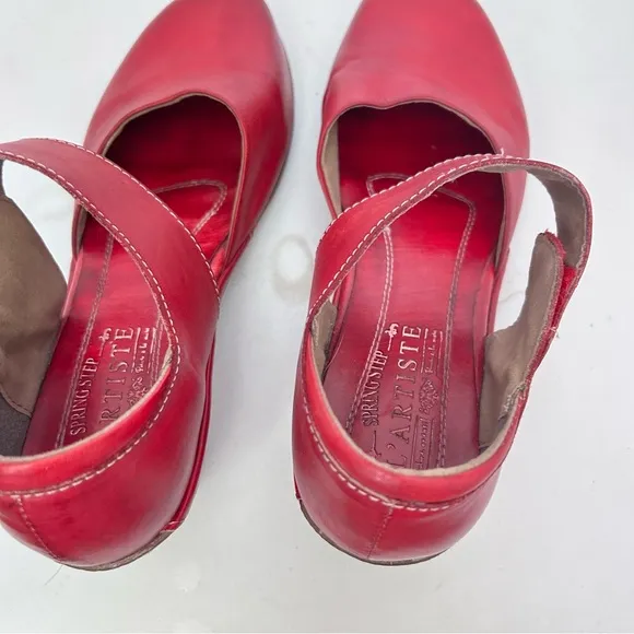 L'Artiste by Spring Step Gloss Women's Mary Jane Shoes Size 39 8.5 Red Leather