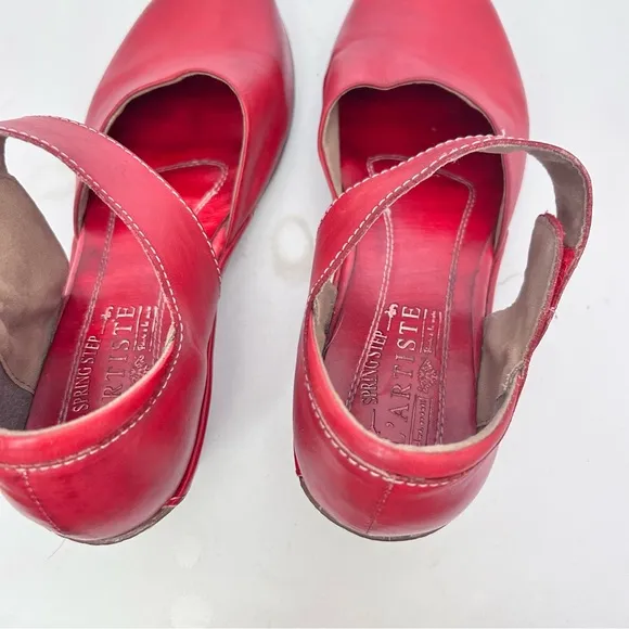 L'Artiste by Spring Step Gloss Women's Mary Jane Shoes Size 39 8.5 Red Leather
