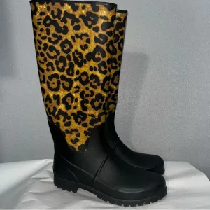 Lauren Ralph Lauren Bethania Leopard Cheetah print Tall Rubber Rain Boots