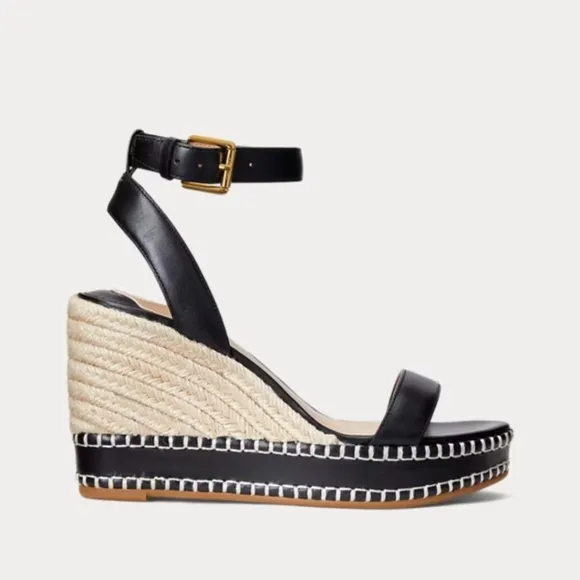 Lauren Ralph Lauren Hilarie Burnished Leather Espadrille Women's Shoes