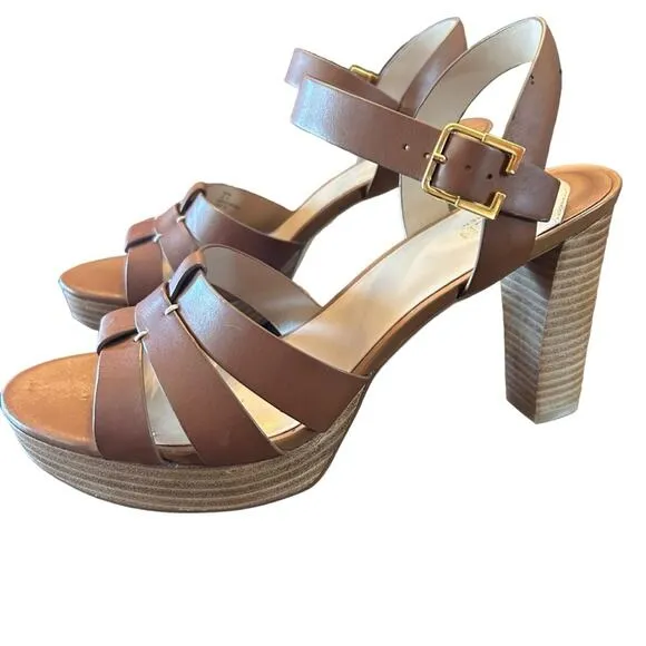 Lauren Ralph Lauren Soffia Leather Platform Sandals Polo Tan NEW Size 11