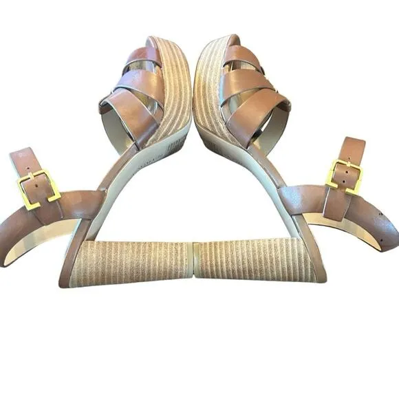 Lauren Ralph Lauren Soffia Leather Platform Sandals Polo Tan NEW Size 11