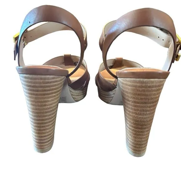 Lauren Ralph Lauren Soffia Leather Platform Sandals Polo Tan NEW Size 11