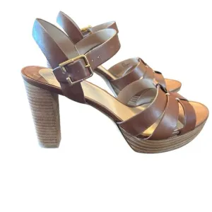 Lauren Ralph Lauren Soffia Leather Platform Sandals Polo Tan NEW Size 11