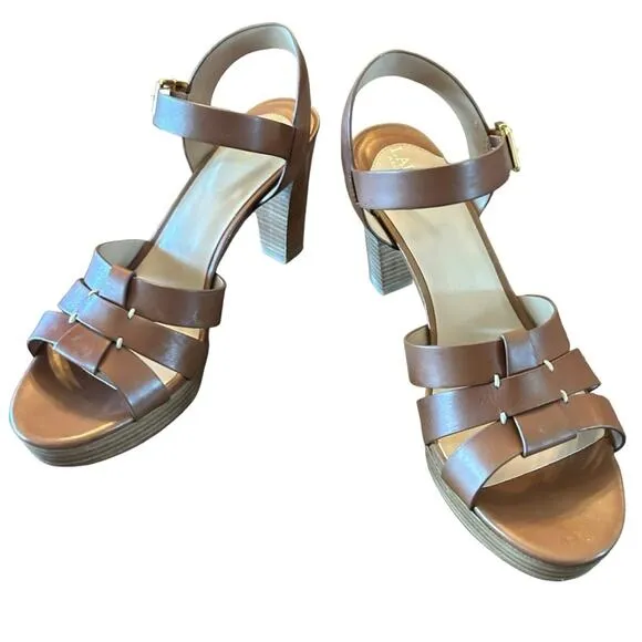 Lauren Ralph Lauren Soffia Leather Platform Sandals Polo Tan NEW Size 11
