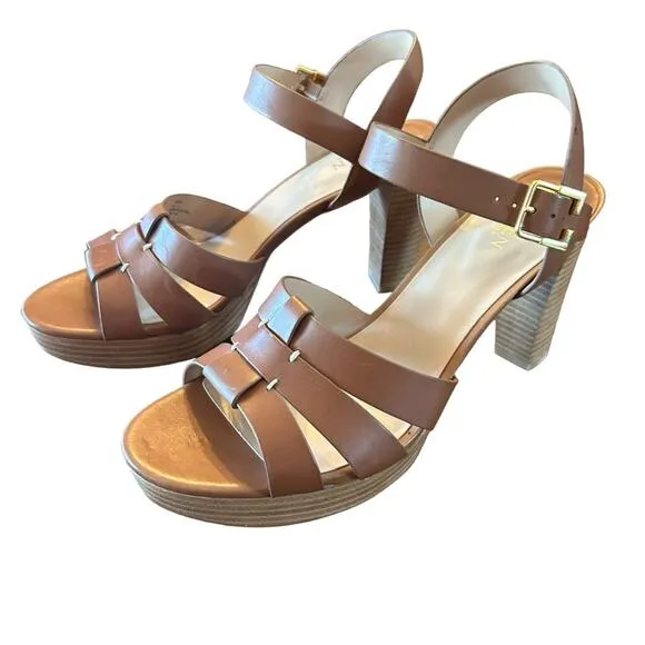 Lauren Ralph Lauren Soffia Leather Platform Sandals Polo Tan NEW Size 11