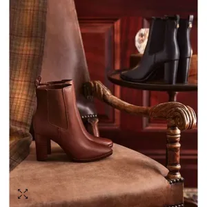 Lauren Ralph Lauren Mylah Polo Tan Leather Ankle Boots Women's Size 7.5