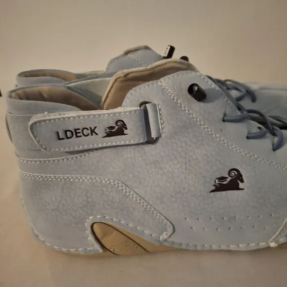 LDECK Men's Ankle Suede Tan and Baby Blue Athletic Shoes with Sporty Design