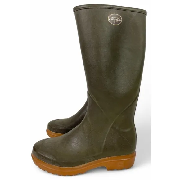 Le Chameau Boots Womens 40 US 9 Brown Tan Rubber Rain Wellington Pull On