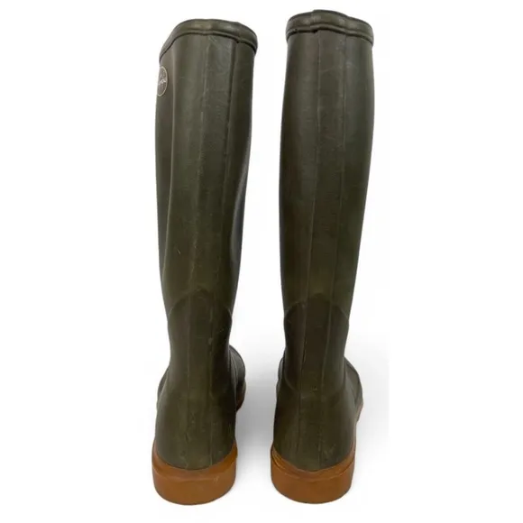 Le Chameau Boots Womens 40 US 9 Brown Tan Rubber Rain Wellington Pull On