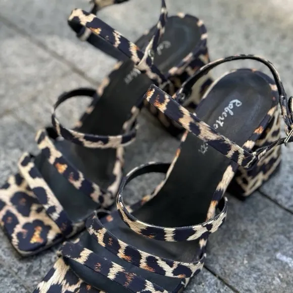 Leo print leather heels 2,5 inch