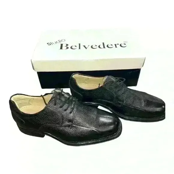 LIKE NEW Belvedere Bay Bridge Lace Up Oxford Shoes Men Size 8.5D Black Leather