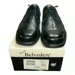 LIKE NEW Belvedere Bay Bridge Lace Up Oxford Shoes Men Size 8.5D Black Leather