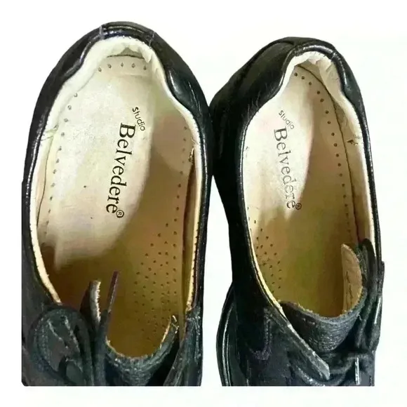 LIKE NEW Belvedere Bay Bridge Lace Up Oxford Shoes Men Size 8.5D Black Leather