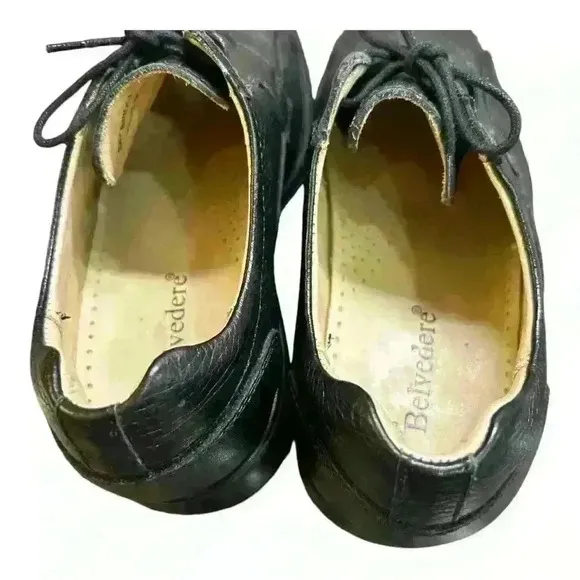 LIKE NEW Belvedere Bay Bridge Lace Up Oxford Shoes Men Size 8.5D Black Leather