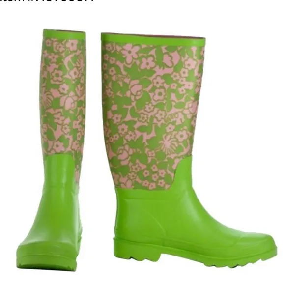 Lilly Pulitzer Green/Pink Rain Boots/Booties