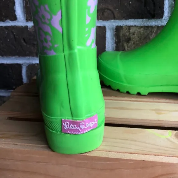 Lilly Pulitzer Green/Pink Rain Boots/Booties