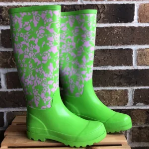 Lilly Pulitzer Green/Pink Rain Boots/Booties