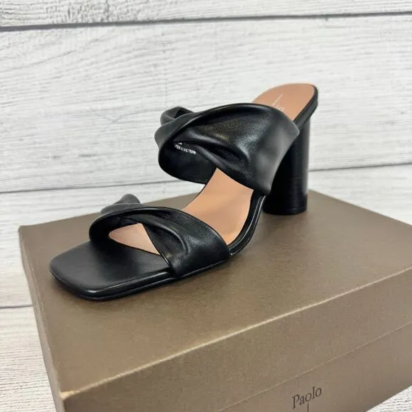 Linea Paolo Women's Black Imani Spring Heeled Sandals Size 9.5