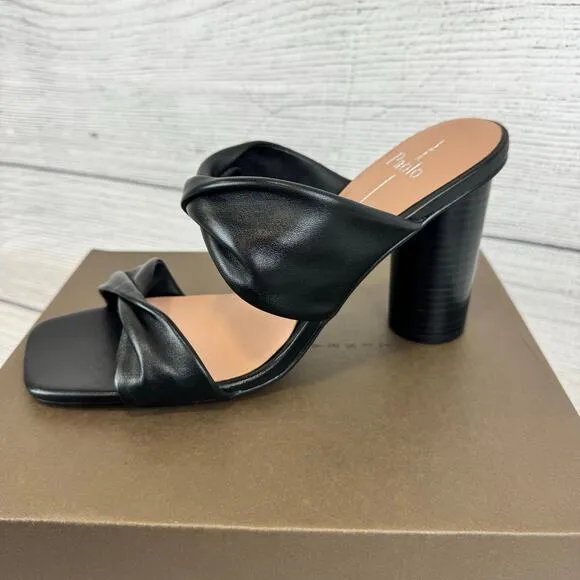 Linea Paolo Women's Black Imani Spring Heeled Sandals Size 9.5