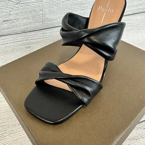 Linea Paolo Women's Black Imani Spring Heeled Sandals Size 9.5