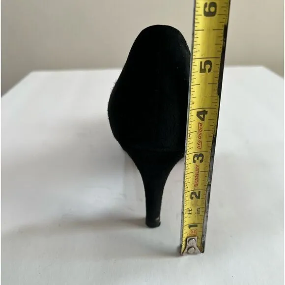 LK Bennett London Black Suede Bow Heel Shoes Size 40