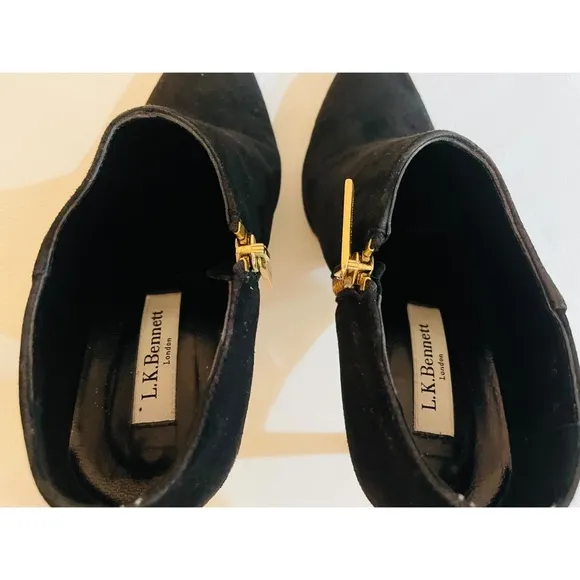 L.K. BENNETT LONDON Suede Black booties Shoes Size 36 A