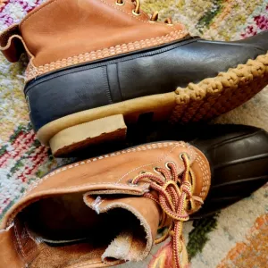 LL BEAN Bean Boots Waterproof Iconic 5 Eye Lace Ankle Rubber Leather Rain E 10