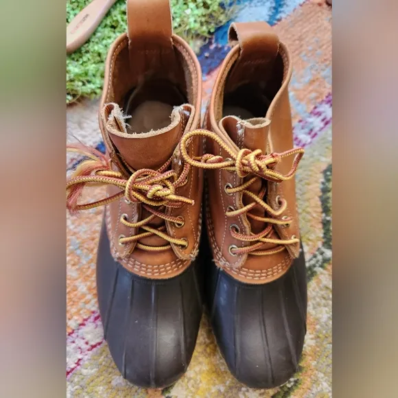 LL BEAN Bean Boots Waterproof Iconic 5 Eye Lace Ankle Rubber Leather Rain E 10