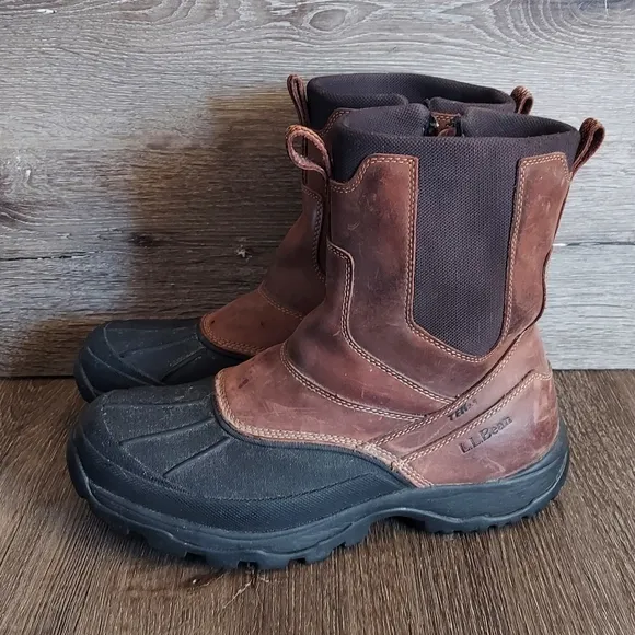 L.L. Bean Brown Leather Chelsea Boots with Rubber Sole