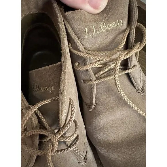 LL Bean Chukka Boots Suede Leather Tan Brown Gum Sole Mens Sz 9 Lace up