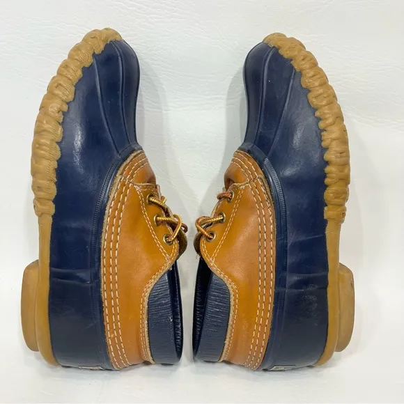 L.L. Bean Duck Boots Bean Boots Low Rubber Navy Blue Tan