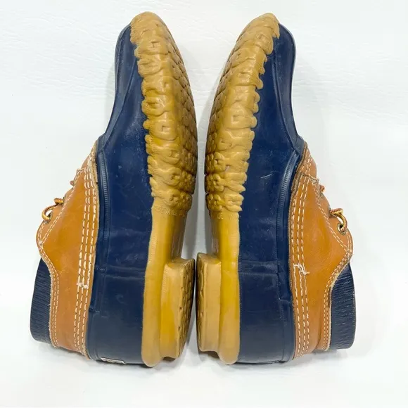 L.L. Bean Duck Boots Bean Boots Low Rubber Navy Blue Tan