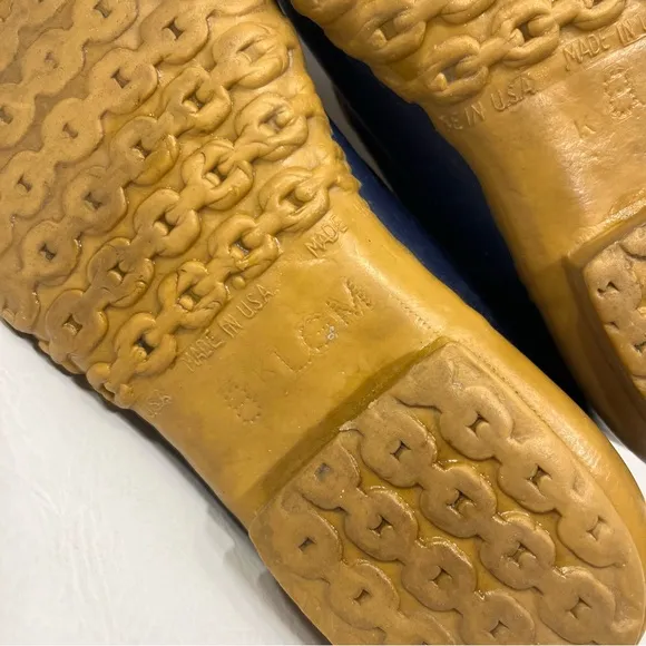 L.L. Bean Duck Boots Bean Boots Low Rubber Navy Blue Tan