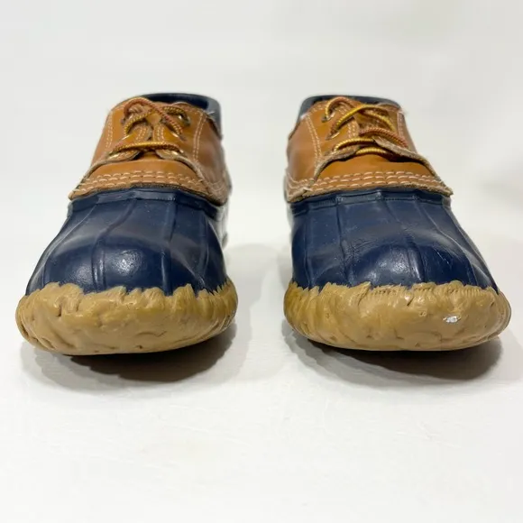 L.L. Bean Duck Boots Bean Boots Low Rubber Navy Blue Tan