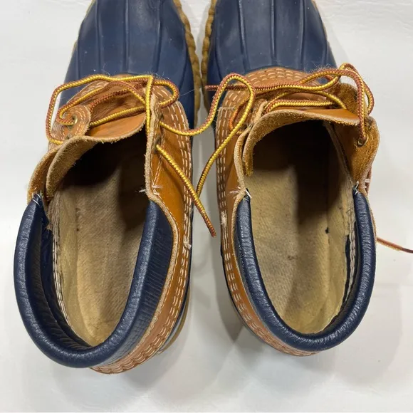 L.L. Bean Duck Boots Bean Boots Low Rubber Navy Blue Tan