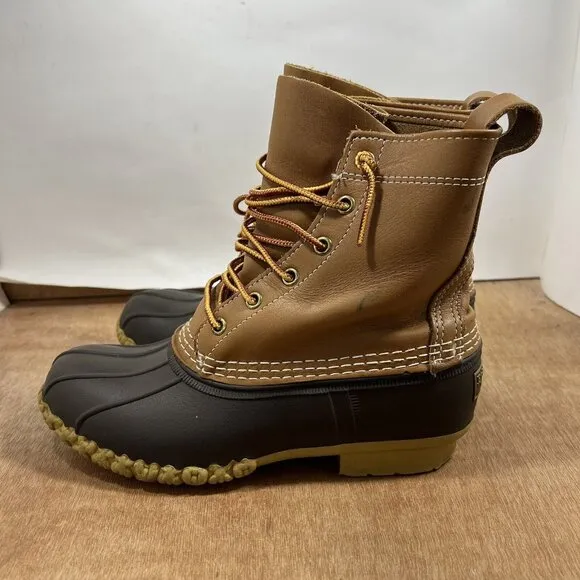LL Bean Duck Boots Women Size 7 Rubber Moc Gum Shoes Low Top Brown Leather