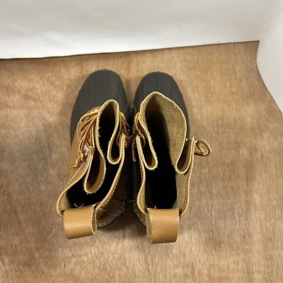 LL Bean Duck Boots Women Size 7 Rubber Moc Gum Shoes Low Top Brown Leather