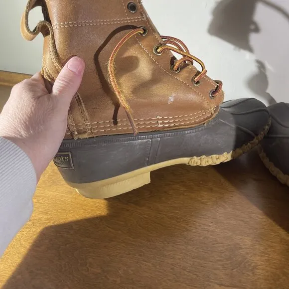LL Bean Men’s Leather Rubber “Maine Hunting Shoe” Duck Boots Size 7 Bean Boots