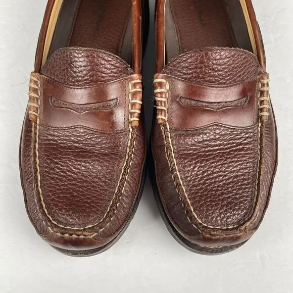 LL Bean Men's Size 10 D Allagash Leather Penny Loafer Shoes 244478 Brown
