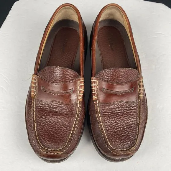 LL Bean Men's Size 10 D Allagash Leather Penny Loafer Shoes 244478 Brown