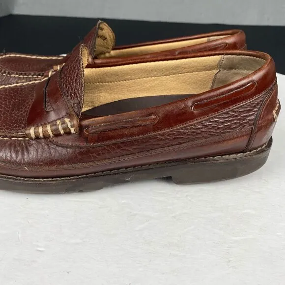 LL Bean Men's Size 10 D Allagash Leather Penny Loafer Shoes 244478 Brown
