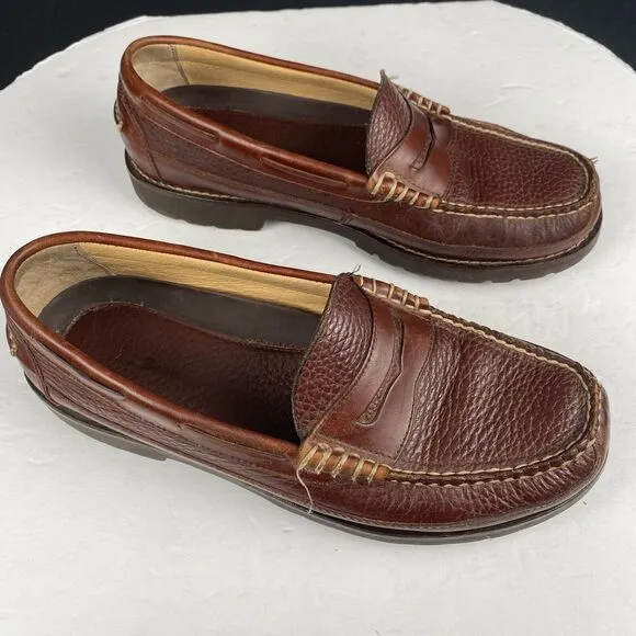 LL Bean Men's Size 10 D Allagash Leather Penny Loafer Shoes 244478 Brown