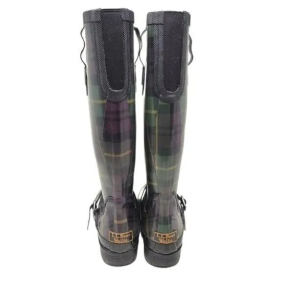 L.L. Bean | Womens Wellies Rain Boots Plaid Purple Green