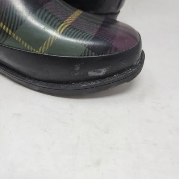 L.L. Bean | Womens Wellies Rain Boots Plaid Purple Green
