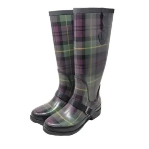 L.L. Bean | Womens Wellies Rain Boots Plaid Purple Green