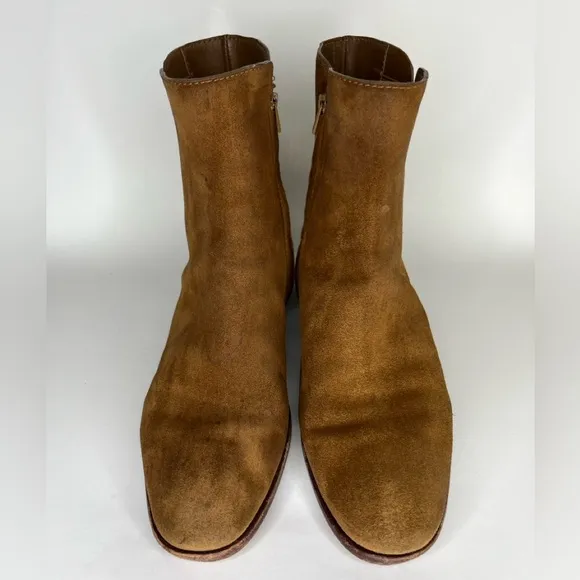 Loeffler Randall Ankle Booties Women Size 11B Brown Suede Side Zip Heels Boots