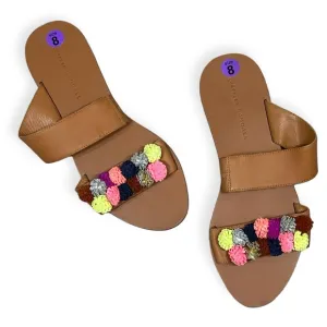 LOEFFLER RANDALL Clem Leather Pom Pom Sandals Size 8